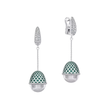 Серьги с бриллиантами, белое золото, н.керамика