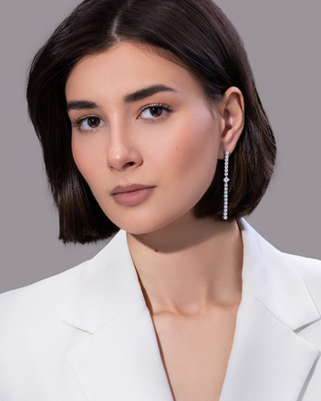 Пусеты с бриллиантами, белое золото 2